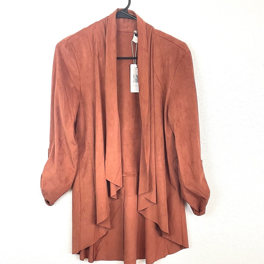 Simply Noelle Rib Lapel Cardigan New Size Small Rose Gold Very Soft